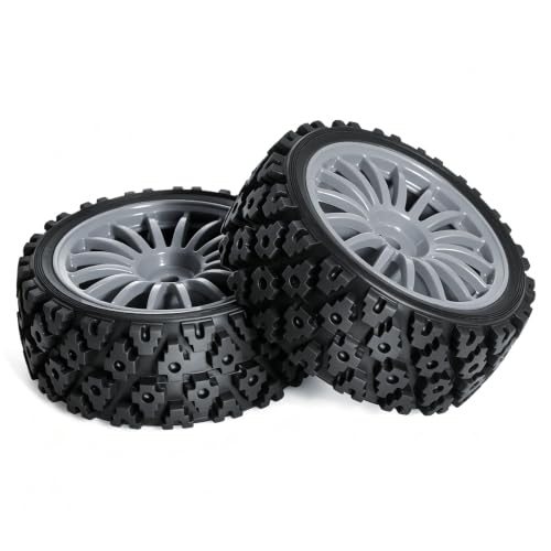 1/10 RC Wheels and Tires，70mm On Road Rubber Tires， for HPI Ken Block's Tamiya XV01 TT01 TT02B Kyosho FAZER MK2 Lc Racing PTG HSP RGT RC 3RACING D5 1/10 RC Rally Car (Grey) - color: Grey