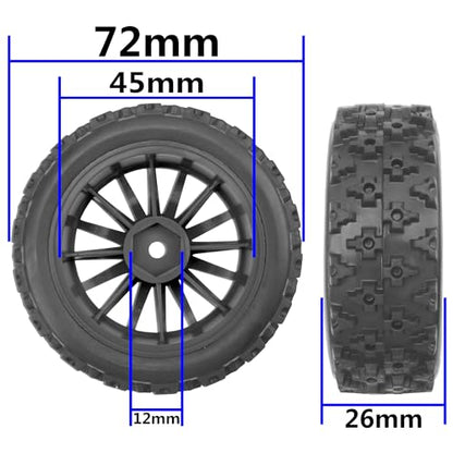 4Pack Vgoohobby OD2.83in 1/10 On Road Rubber Tires w/Nylon Wheel Rims 12mm Hex Compatible with HSP HPI Redcat Tamiya Traxxas 1/10 RC On Road Racing Touring Car (Black) - color: Black