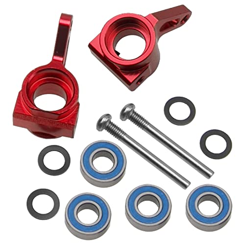 Aluminum Front Steering Knuckles Carrier Blocks Steering Cup Compatible with 1/10 Traxxas Slash 2WD Rustler Stampede Bandit RC Car,Replace of 3736 (Red) - color: Red