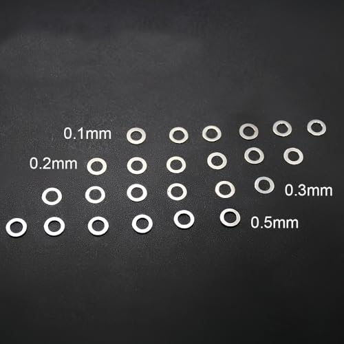 80PCS M8x10mm Steel Shim Set ，Precision Adjustment for RC Cars ，Remote Control car Used for fine-Tuning Motors, suspensions, differentials etc（0.1mm /0.2mm /0.3mm /0.5mm Each 20pcs ） Width