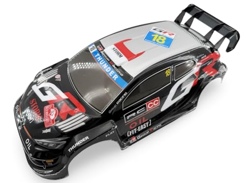 1/10 Scale RC Drift Racing Touring On Road Car Painted Body Shell, Spoiler Included, Pre-Cut, 258mm Wheelbase (Toyota GR Yaris Rally Style - Black) - color: Toyota Gr Yaris Rally Style - Black