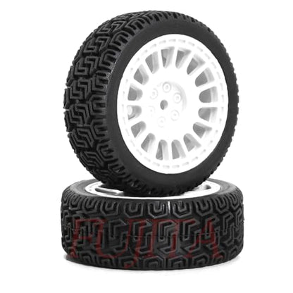 fujita 1/10 RC ON-Road Rubber Racing Tire Rim 68mm OD for 1:10 RC On-Road Touring Drift Car HSP Tamiya XV01 TT01 TT02 HPI Kyosho FAZER MK2 （White B） - color: White B
