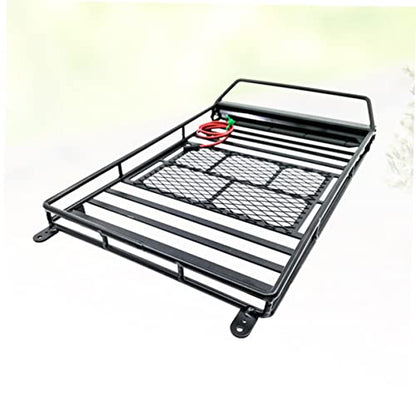 VICASKY Car Roof Luggage Carrier Rack with Light Bar for Crawler Black Cargo Bracket for Rc Vehicles Supports Multiple Accessories Easy to Install