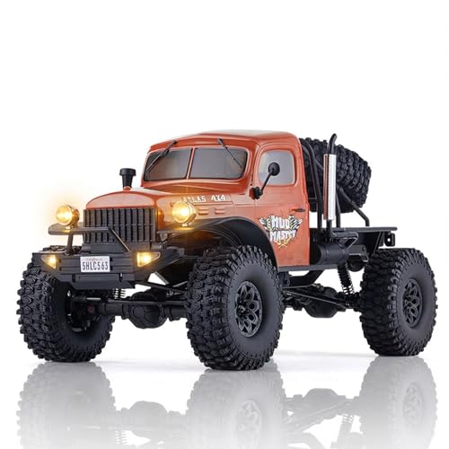 FMS Rochobby 1/10 Atlas Ready Set RC Crawler RC Truck 4X4 with Lighting, 2.4GHz Radio,Ball Bearing, Metal-Gear Full,4 Link Suspension,Rapid Separation Car Body for Adult (Orange) - color: 1/10 Red