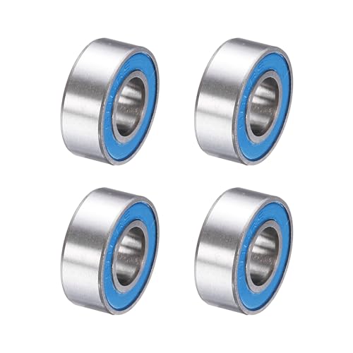 uxcell 4 Pcs 686-2RS Deep Groove Micro Bearing, 6x13x5mm Double Rubber Sealed Chrome Steel Small Bearings (ABEC5, Z4 Low Noise) - size: 686-2RS