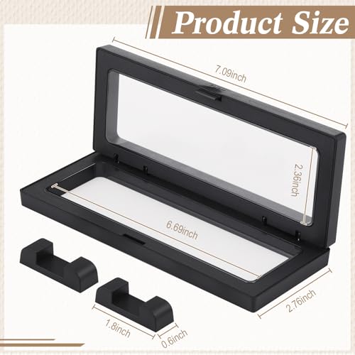 Harloon 12 Pcs 3D Floating Display Case Floating Frame Display Holder Stand Challenge Coin Jewelry Frame Box for AA Medallions Fossil Rock Gemstones Specimen(Black,7 x 2.8 x 0.8 Inch,Square Base) - color: Black, size: 7 x 2.8 x 0.8 Inch, style: Square Bas