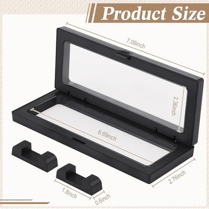 Harloon 12 Pcs 3D Floating Display Case Floating Frame Display Holder Stand Challenge Coin Jewelry Frame Box for AA Medallions Fossil Rock Gemstones Specimen(Black,7 x 2.8 x 0.8 Inch,Square Base) - color: Black, size: 7 x 2.8 x 0.8 Inch, style: Square Bas