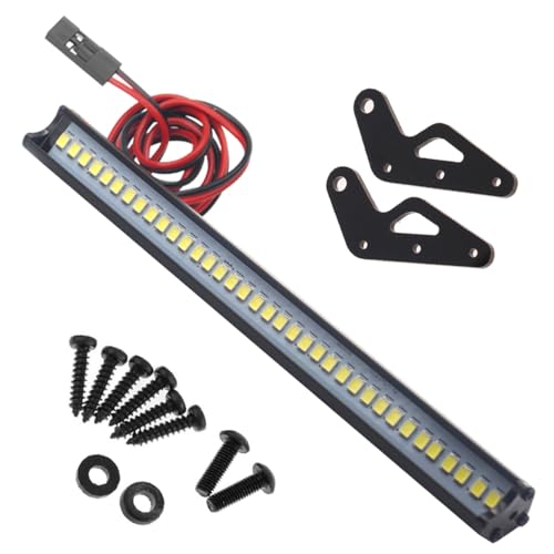 16LEDs RC Crawler Car LED Light Bar Roof Lamp Simulation Spotlight Kit 5-8.4V & Super Bright 36 LED Light Bar Metal Roof Lamp Lights