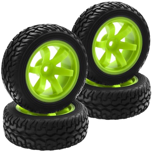 75mm/2.95'' Rubber Tires & Plastic Wheel Rims 12mm Hex w/Foam Compatible with HSP Tamiya HPI Kyosho 1/10 1/12 On-Road RC Touring Car,WLtoys 1/14 144001 RC Buggy (Green) - color: Green
