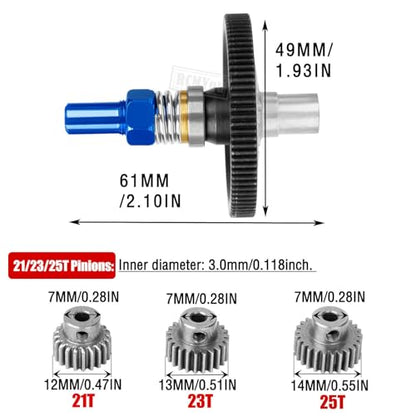 91T Spur Gear Slipper Clutch & 21T 23T 25T Pinions Gear Upgrades Part for 1/10 Granite 4X4 / Granite 4X2 Mega550,Navy Blue - color: Navy Blue - (91t)