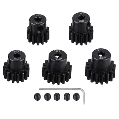 5Pcs Metal Steel 32P Pinion Gear Sets 13T 14T 15T 16T 17T with Hex Key for 1/10 Crawler Truck Traxxas Arrma HSP HPI AXIAL Tamiya LOSI RC Car Upgraded Parts (13T 14T 15T 16T 17T) - style: 13T 14T 15T 16T 17T