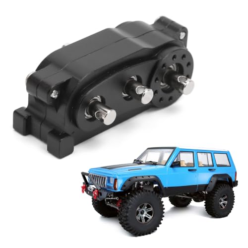 ZAWELYIO 2 Speed Gear Box Transfer Case for Axial SCX10 1/10 Scale Crawlers - 313mm WB CNC Machined with Dual Ratio Output (Black) - color: Black