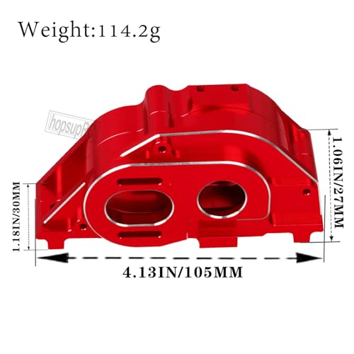 Center Gearbox Transmission Case Upgrades Part for 1/8 Mojave 4X4 4S BLX,Aluminum Gearbox Differential Housings Hops Up,Red - color: Red