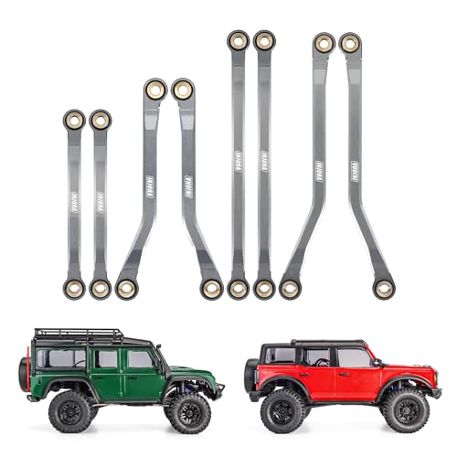 INJORA High Clearance Chassis Links CNC Aluminum Links Set for TRX4M Defender Bronco 1/18 Upgrade Parts (Grey)