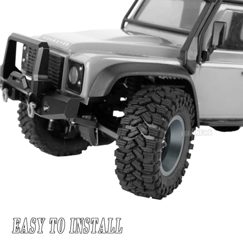 RC 1.2" Carbon Fiber Beadlock Wheels and Tires for 1/18 TRX4M,1/24 SCX24 RC Crawler Car,4PCS Carbon Fiber 1.2 Wheels Rims & Rubber Tires - E - style: 1.2 Tires - (E)