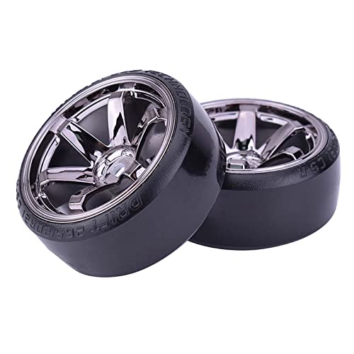 RC Plastic Wheel and Tire Set, 63mm Hard Tyres for 1/10 Drift Car HSP Tamiya HPI Kyosho On-Road Drifting Car (Gray) - color: Gray