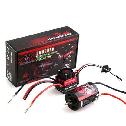 REDSPIDER 23T 540A Brushed Motor and 60A ESC Brushed Motor ESC Combo, Dual Mode BEC 2A / 6V Fit for 1/10 RC Crawler Car Trx4 Trx6 Axial SCX10 II III Redcat Gen7 Gen8 V2 RC4WD D90 (ESC and Motor)