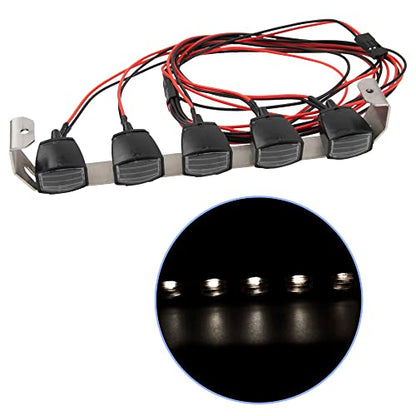 ShareGoo RC Car Roof Light Bar Kit Body Shell Roof Luggage Lights Compatible with Traxxas TRX-4 TRX4 Axial SCX10 RC4WD D90 HSP RGT 1/10 RC Crawler Car Truck (5Led Light) - style: 5Led Light