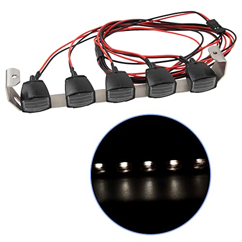ShareGoo RC Car Roof Light Bar Kit Body Shell Roof Luggage Lights Compatible with Traxxas TRX-4 TRX4 Axial SCX10 RC4WD D90 HSP RGT 1/10 RC Crawler Car Truck (5Led Light) - style: 5Led Light