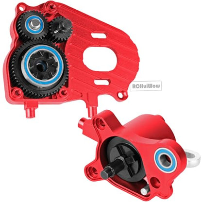 RC Transmission w/Gear Upgrades Part for 1/10 SCX10 AXI03004 Capra 1.9 UTB,Aluminium Alloy Complete Gearbox Transmission Case with Gear,Red - color: Red(1set)