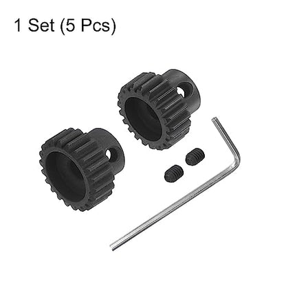 HARFINGTON 32P Hardened Pinion Motor Gear Set 2pcs 21T 22T Fit 5mm RC Motor Shaft 0.8 Metric Pitch 32 Pitch Gears for RC Car, with Hex Key - style: 21T 22T