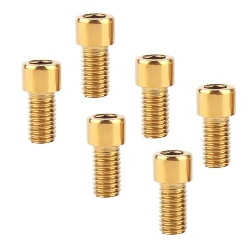 6Pcs Bike Screws M6x10 12 16 18 20 25 30 35mm Stainless Steel Socket Head Cap Allen Hex Bolt (Gold, M6 x10mm) - color: Gold, size: M6 x10mm