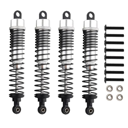 4Pack 1/10 RC Truck Car Adjustable Shock Absorber Damper 108004 Upgrade Parts 108mm Oil 108mm Oil Adjustable Alloy Aluminum Shock For 1:10 HSP 94188 94108 94111 Redcat Volcano (Silvery) - color: Silvery