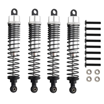 4Pack 1/10 RC Truck Car Adjustable Shock Absorber Damper 108004 Upgrade Parts 108mm Oil 108mm Oil Adjustable Alloy Aluminum Shock For 1:10 HSP 94188 94108 94111 Redcat Volcano (Silvery) - color: Silvery