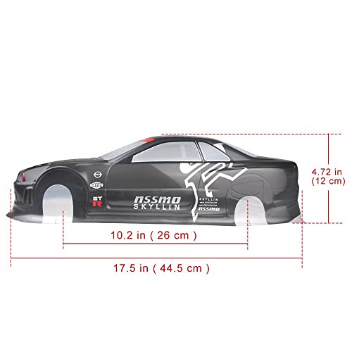 Manrock 1/10 Scale RC Painted Drift Racing Touring Onroad Car Body Shell GTR Black