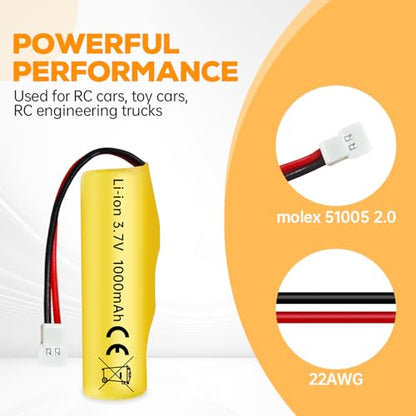 sea jump 2PCS 3.7V 1000mAh Li-ion Battery with Molex Plug and USB Charging Cable Suitable for RC Engineering Vehicles Drifting Vehicles Trucks Off-Road Vehicles High-Speed Climbing Racing Cars Boats