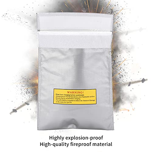 Lipo Battery Explosion Proof Bag, Fireproof Lithium Battery Safe Guard Bag, Nylon Charging Storage for Safe Storage, Silver - size: Silver