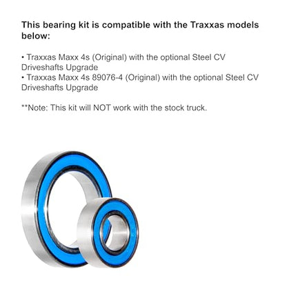for Traxxas Maxx 4s (Original) with Steel CV Axle Upgrade Only | Bearings Kit