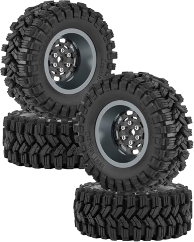 RC 1.2" Carbon Fiber Beadlock Wheels and Tires for 1/18 TRX4M,1/24 SCX24 RC Crawler Car,4PCS Carbon Fiber 1.2 Wheels Rims & Rubber Tires - C - style: 1.2 Tires - (C)