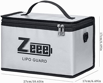Zeee Lipo Safe Bag Battery Fireproof - 10 Cell Adjustable(10.6x6.7x6.7in) | Large Capacity Storage Guard Battery Safey Pouch for Storage Charging
