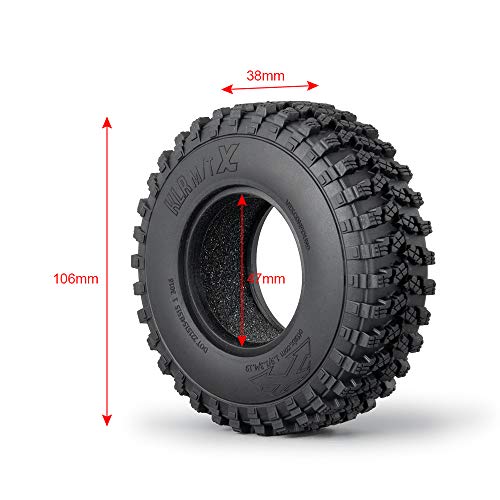 4PCS Rubber 1.9" Rocks Tires with Foam Insert for Axial SCX10,TRX4,SCX10-II,SCX10-III D90 D110 Redcat Gen7 Gen8 1/10 RC Crawler Car