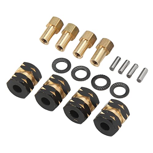 Generic 4PCS RC Hex Hub Extension Adapter Brass Wheel Hub Coupler for Axial SCX24 AXI90081 AXI00001 AXI00002 AXI00005 1/24 with Black Hard Coating