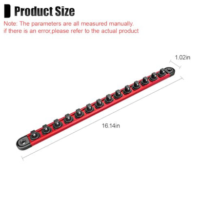 Magnetic Socket Organizer, 1/2" Heavy Duty Aluminum Metric & SAE Socket Rail Organizer, 360° Swivel Clips Socket Holder, Automotive Garage Drive Socket Tray Tool Holds 12 Sockets (1/2) - size: 1/2
