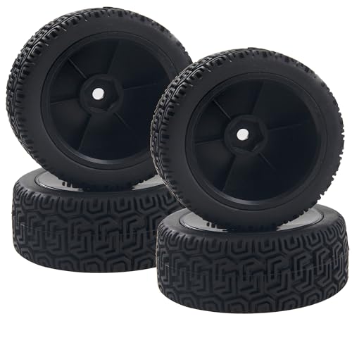 RC 12mm Hex Hub Wheel Rims & Rubber Tires Compatible with HSP Tamiya HPI Kyosho 1/10 On-Road Touring Car WLtoys 1/14 144001 Traxxas 1/16 Slash RC 1/18 A959B Buggy (Black) - color: Black