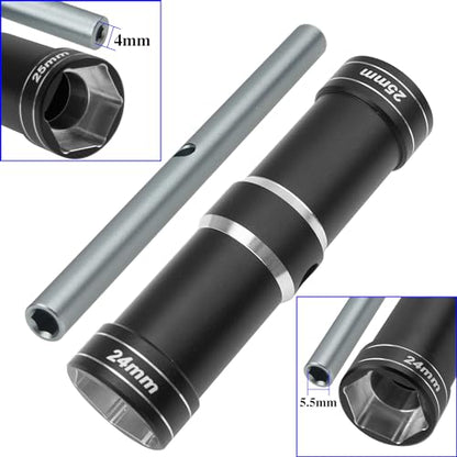 RC Car Tool 24mm 25mm 4.0mm 5.5mm Hex Adapter Wheel Wrench Hexagonal Sleeve Compatible with 1/5 Traxxas Xmaxx Arrma Kraton OUTCAST 8S HPI Rovan Baja 5B 1/5 RC Car