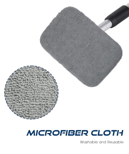 Window Screen Cleaning Brush,Car Accessories Universal Vehicles Window Cleaning Tool with Reusable Cloth Pads,Car Wash Equipment,Automotive Windshield Wiper Tools,Fit for All Cars (Rectangle) - size: Rectangle