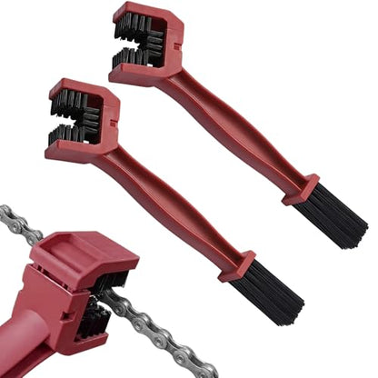 2PCS Bike or Motorcycle Chain Washer, Bicycle Cleaning Chain Double-Ended Brush, Black Durable Motor Chain Gears Cleaning Square Head Brushes, Universal Cleaning Tool (Red/2PCS) - color: Red/2PCS