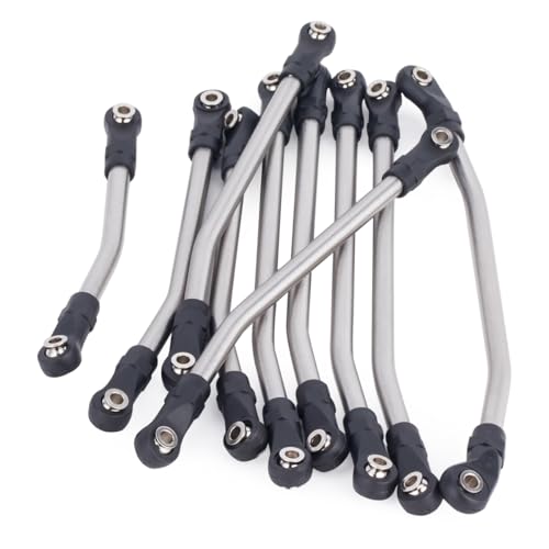 Stainless Link Rod 313mm Wheelbase Linkage for SCX10 II 90046 90047 | Stainless Steel,Durable & Corrosion-Resistant,10Pcs Set,Upgrade for Axial SCX10 II AX90046/AX90047 Rock Crawlers.