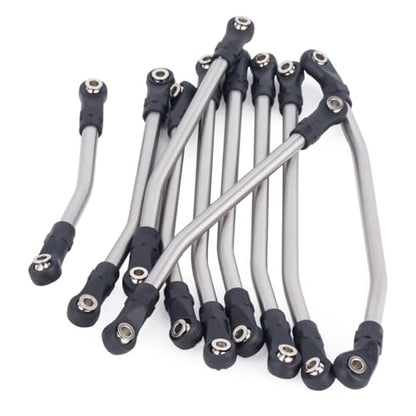 Stainless Link Rod 313mm Wheelbase Linkage for SCX10 II 90046 90047 | Stainless Steel,Durable & Corrosion-Resistant,10Pcs Set,Upgrade for Axial SCX10 II AX90046/AX90047 Rock Crawlers.