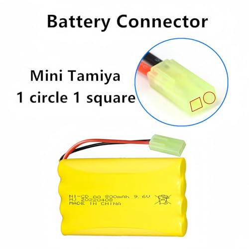 9.6V 800mAH Ni-Cd AA Battery Pack Rechargeable with Mini Tamiya Connector Plug for Remote Control Electric Car Toys 2 Pack