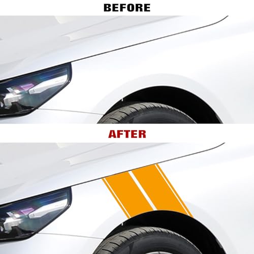 x xotic tech Fender Stripes Hash Marks KK Vinyl Decal Universal for Car Truck Sticker Racing Stripe 11"x23" (Yellow) - color: Yellow