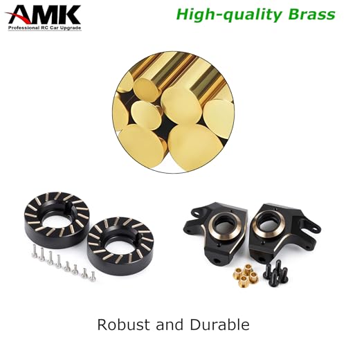 440g SCX10 II Brass Weights Set Diff Cover Steering Knuckles C Hub Link Mounts Clamping Lockouts with Wheel Counterweights for 1/10 RC Crawler AR44 Axial SCX10 Upgrades