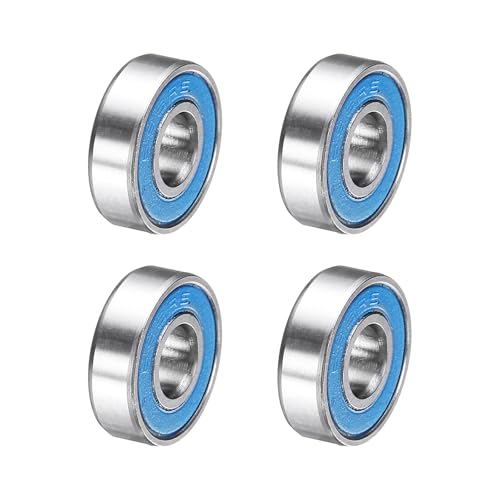 uxcell 4 Pcs 695-2RS Deep Groove Micro Bearing, 5x13x4mm Double Rubber Sealed Chrome Steel Small Bearings (ABEC5, Z4 Low Noise) - size: 695-2RS