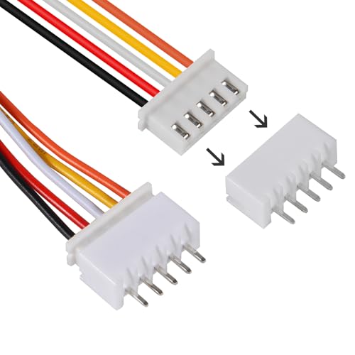 10Pairs JST-XH Connector Kit, XH 2.54mm 5 Pin Header Male and Female Connectors Plug Adapter with Flat Wire Cable 200mm 26AWG Compatible with JST XH (5P) - color: 5P