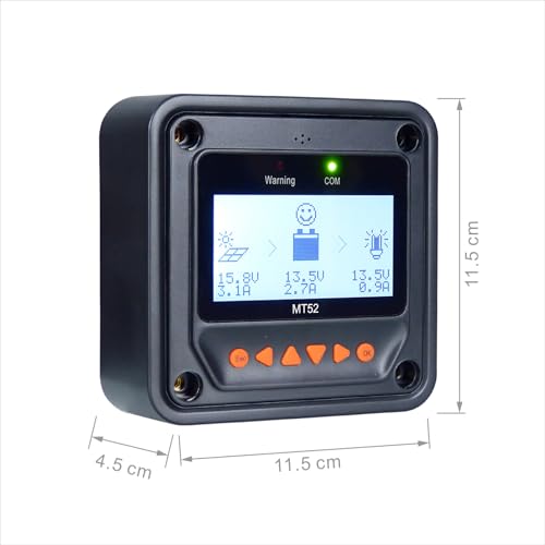 EPEVER MT52 Remote Meter for MPPT Solar Charge Controller 10/20/30/40A ,50/60/80/100A LCD Display Monitoring Setting Datas of Solar Panel Battery Regulator System (MT52) - style: MT50