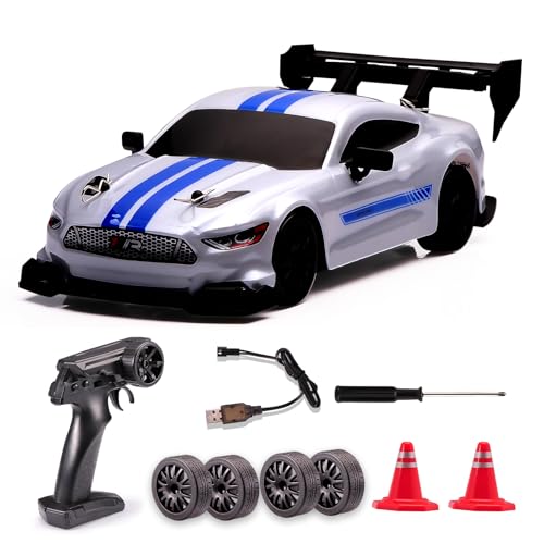 1:24 Scale RC Drift Car,4WD 2.4GHz High Speed Racing Hobby Sport Toy Car Vehicle with LED Lights,Racing and Drift Wheels for Adult Boys Girls Kids Gift (8602-White) - color: 8602-white